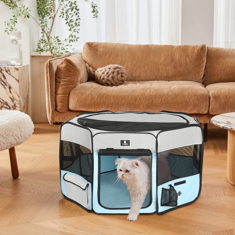 X-ZONE PET Dog Playpen Portable Pet Play Pens for Puppies, Cat, Rabbit, Chicks, Foldable Exercise Play Tent Kennel Crate, Indoor/Outdoor Travel Camping Blue Small - Image 5